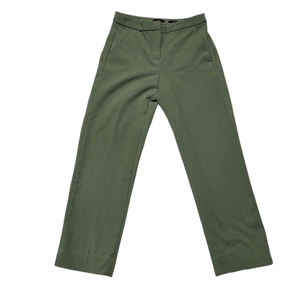 J.Crew Kate Straight Leg Pants Women 6 Green Polyester Blend BK251 Stretch